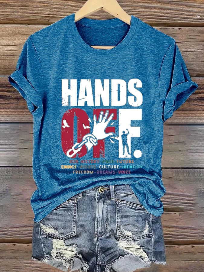 🔥Buy 3 Get 15% Off🔥Women's Hands Off Protest Print Casual T-Shirt