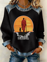 Retro Walk For Peace Monks With Aloka Dog Print Sweatshirt