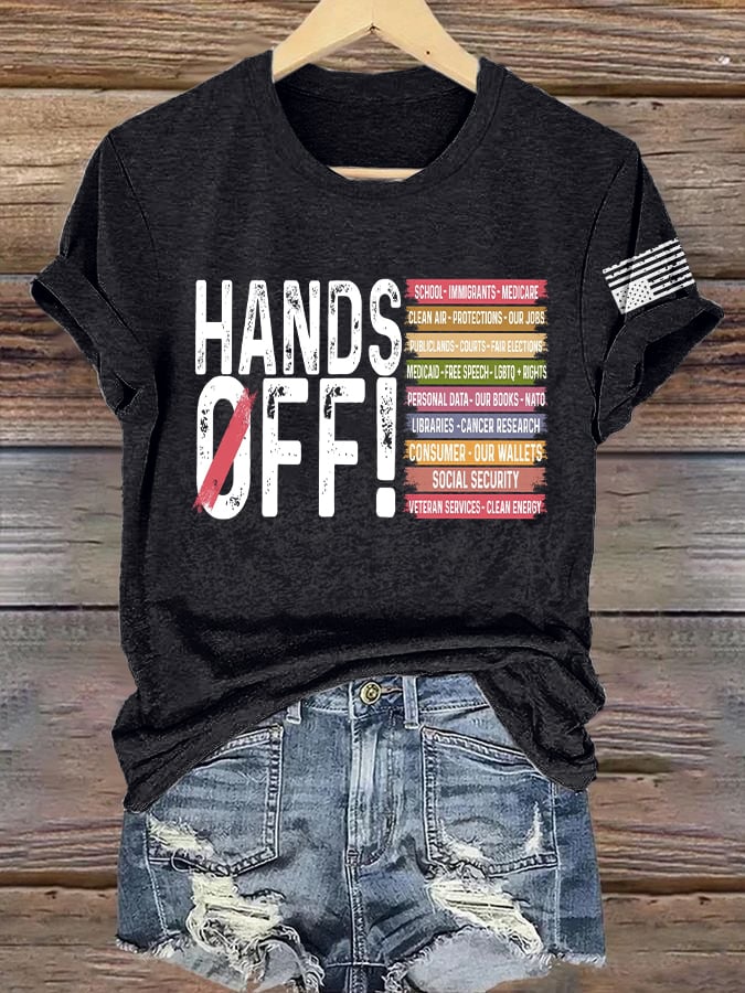 🔥Buy 3 Get 15% Off🔥Women's Retro Hands Off Protest Print T-Shirt