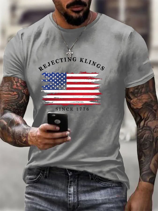 Men's Casual  Rejecting Kings Printed T-shirt