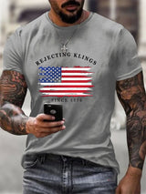 Men's Casual  Rejecting Kings Printed T-shirt