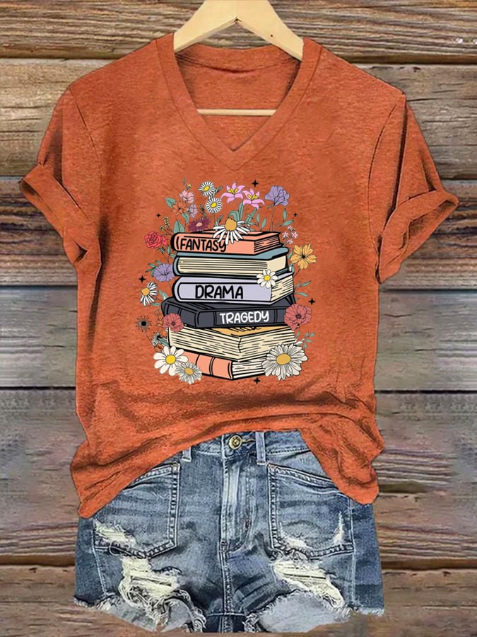 🔥Buy 3 Get 15% Off🔥Women's Casual Fashion Book Fdt Printed T-Shirt