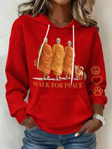 Retro Walk For Peace Monks With Aloka Dog Print Hoodie