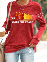 Retro Walk For Peace Monks With Aloka Dog Print Sweatshirt