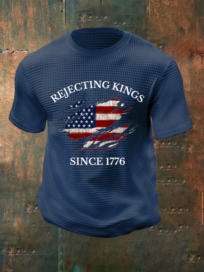 🔥Buy 3 Get 15% Off🔥Men's “Rejecting Kings Since 1776” Waffle T-Shirt