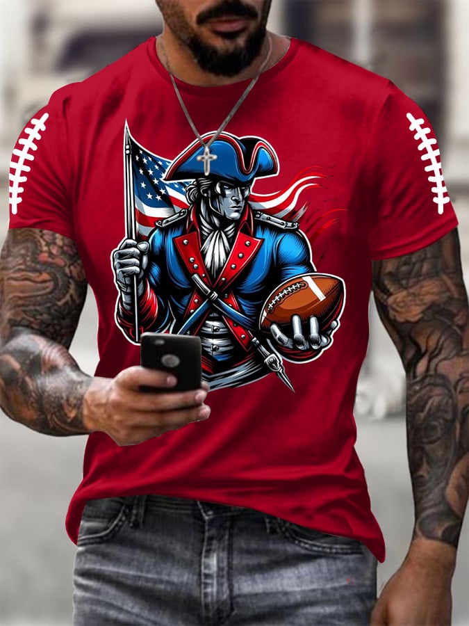 Men's Football Print Casual T-shirt