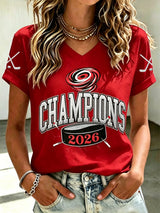 Women's Retro Ice Hockey Champs Print T-Shirt