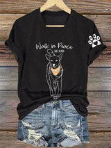 V-Neck Retro Walk In Peace Like Aloka Dog Print T-Shirt