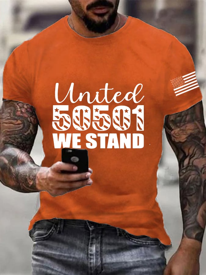 🔥Buy 3 Get 15% Off🔥Men's 50 Protests 50 States 1 Movement Print T-Shirt