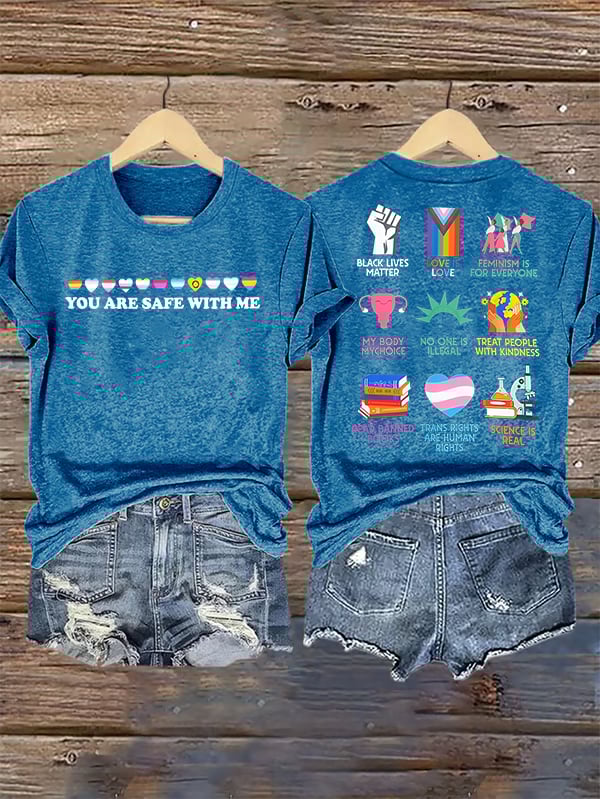 Women's  You are safe with me Printed T-Shirt