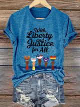 🔥Buy 3 Get 15% Off🔥Women's With Liberty Justice for All  Print Caasual T-shirt
