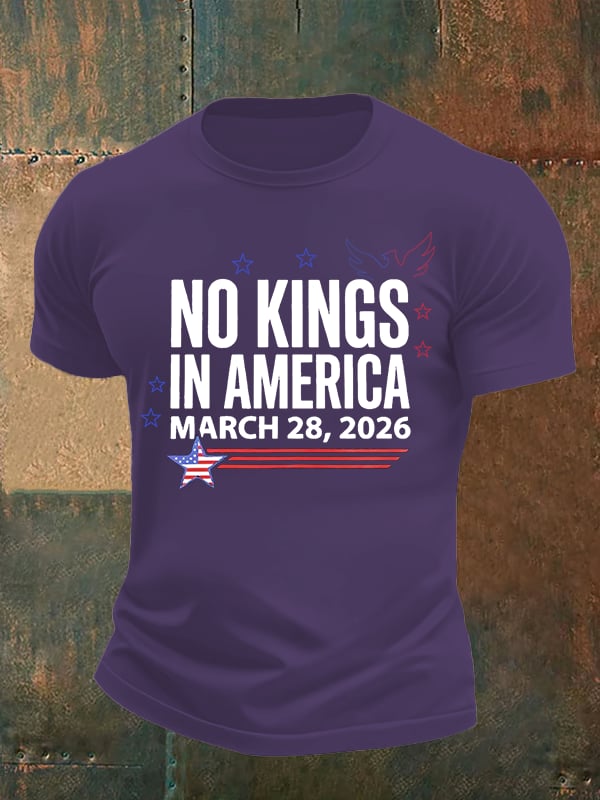 🔥Buy 3 Get 15% Off Men's   NO KINGS IN AMERICA  Print  T-Shirt