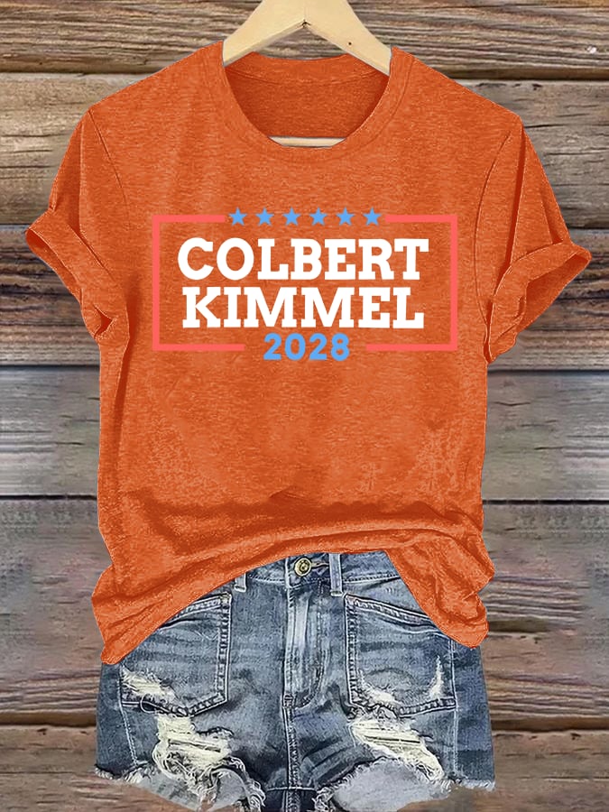 Women's Talk Show Colbert Kimme 2028 Print T-Shirt