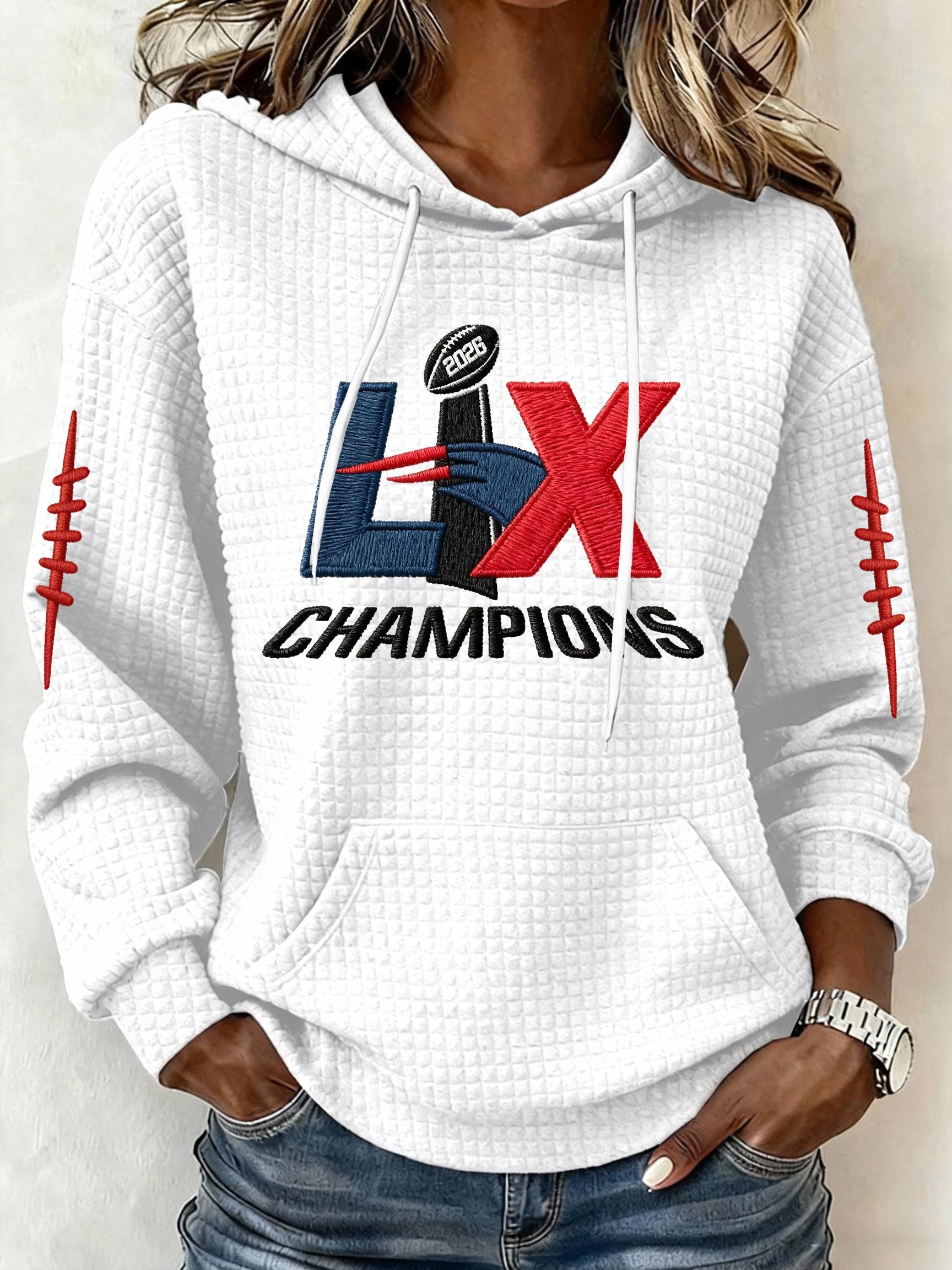 Women’s Football Graphic Waffle Knit Hoodie
