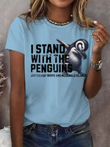 🔥Buy 3 Get 15% Off🔥Women's I Stand With The Penguins Printed Short-Sleeved T-Shirt