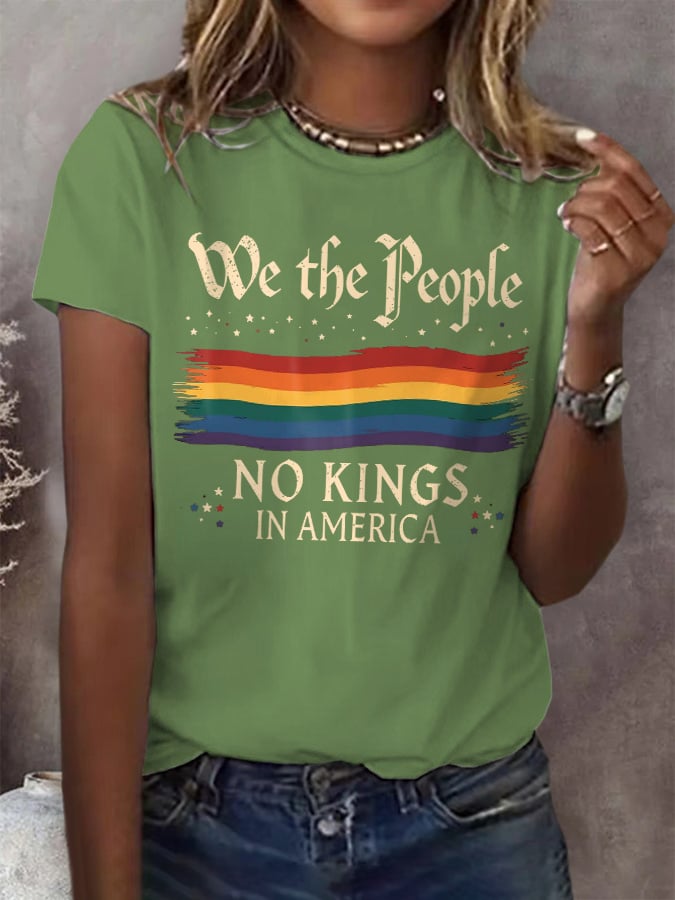 🔥Buy 3 Get 15% Off🔥Retro We The People No Kings In America Print T-Shirt