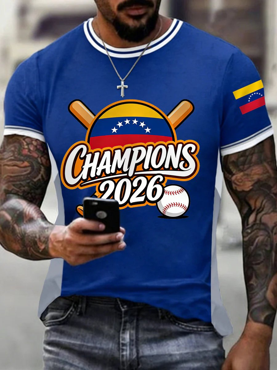 Men's Baseball Printed Casual T-shirt