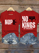 🔥Buy 3 Get 15% Off V-Neck Retro No Kings In America Print T-Shirt