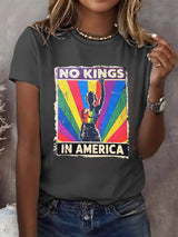 🔥Buy 3 Get 15% Off🔥No Kings In America Print  T-shirt