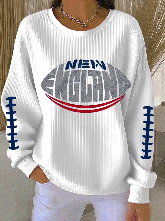 Women's Casual Rugby Textured Sweatshirt