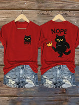 🔥Buy 3 Get 15% Off🔥Women's Retro No Kings In America Cat Crown Nope Print Short Sleeve T-Shirt