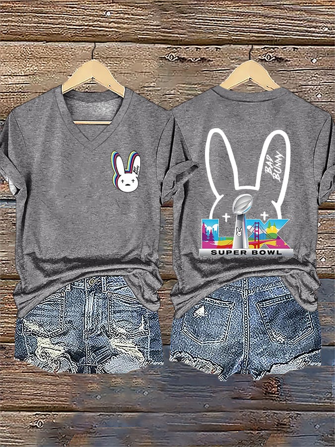 Women's Bunny Football Music Lover  T-Shirt