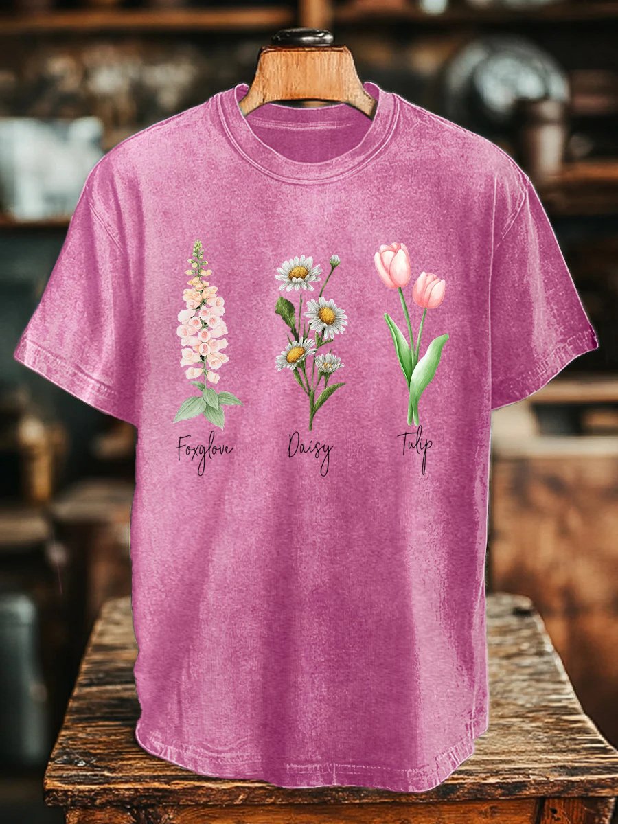 🔥Buy 3 Get 15% Off🔥Unisex Floral Fdt Washed Cotton T-Shirt