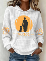 Retro Walk For Peace Monks With Aloka Dog Print Hoodie