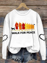 Retro Walk For Peace Monks With Aloka Dog Print Sweatshirt