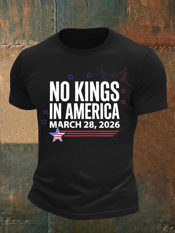 🔥Buy 3 Get 15% Off Men's   NO KINGS IN AMERICA  Print  T-Shirt