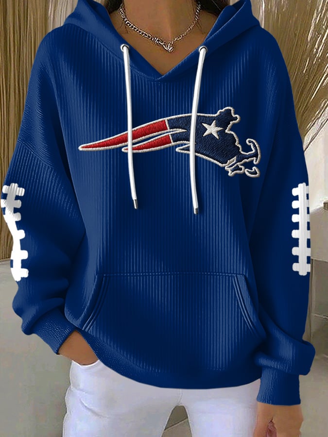 Women's football Print Casual Hooded Sweatshirt