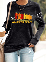 Retro Walk For Peace Monks With Aloka Dog Print Sweatshirt