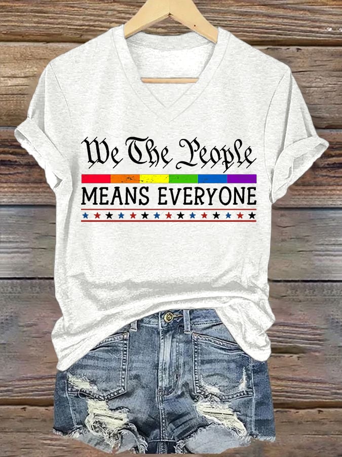 Women's We The People Means Everyone Printed V Neck T-shirt