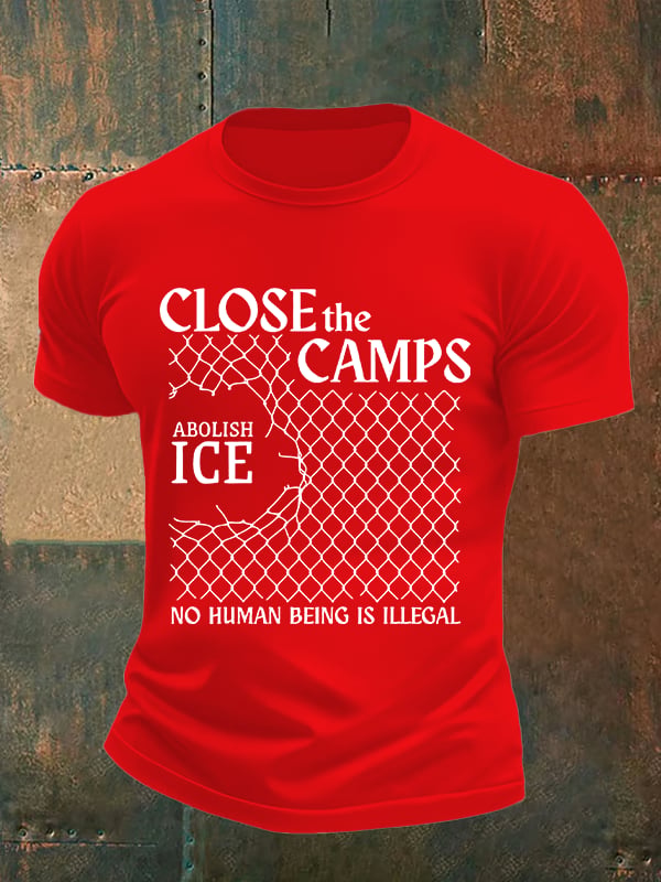 Men's  Abolish ICE  Close The Camps Print  T-Shirt