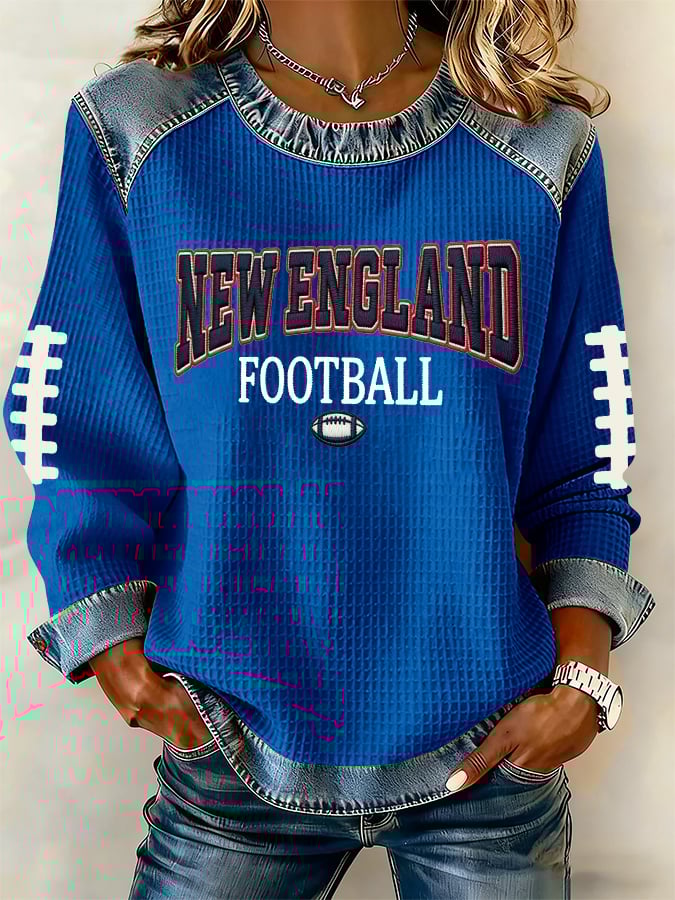 Women's rugby print long-sleeved sweatshirt