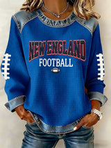 Women's rugby print long-sleeved sweatshirt