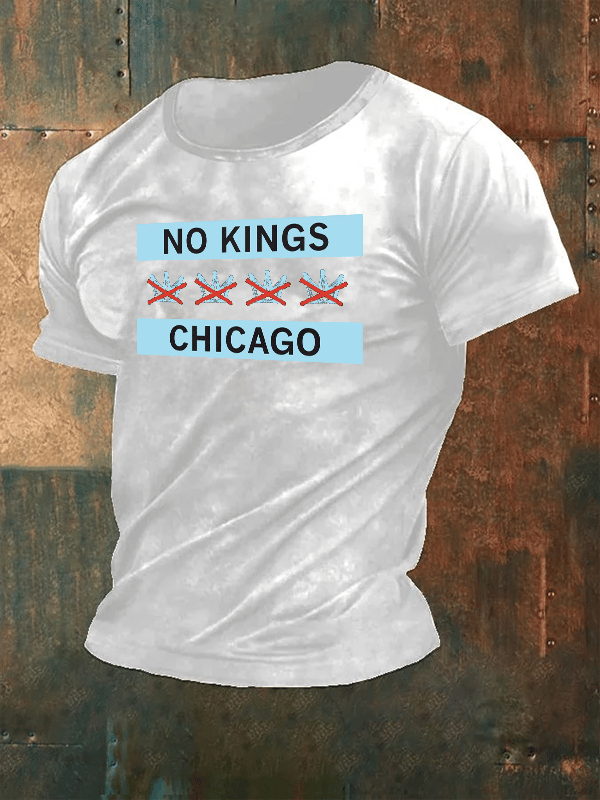 🔥Buy 3 Get 15% Off🔥Men's  No Kings Chicago Flag Print  T-Shirt