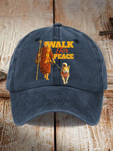 Retro Walk For Peace Monks With Aloka Dog Print Baseball Cap