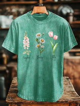 🔥Buy 3 Get 15% Off🔥Unisex Floral Fdt Washed Cotton T-Shirt