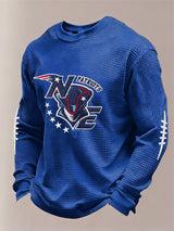 Men’s Football Graphic Waffle Knit Long Sleeve Crewneck T-Shirt