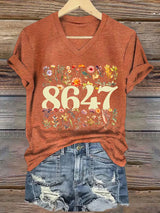 🔥Buy 3 Get 15% Off🔥V-neck 86/47 Flowers Print  T-Shirt
