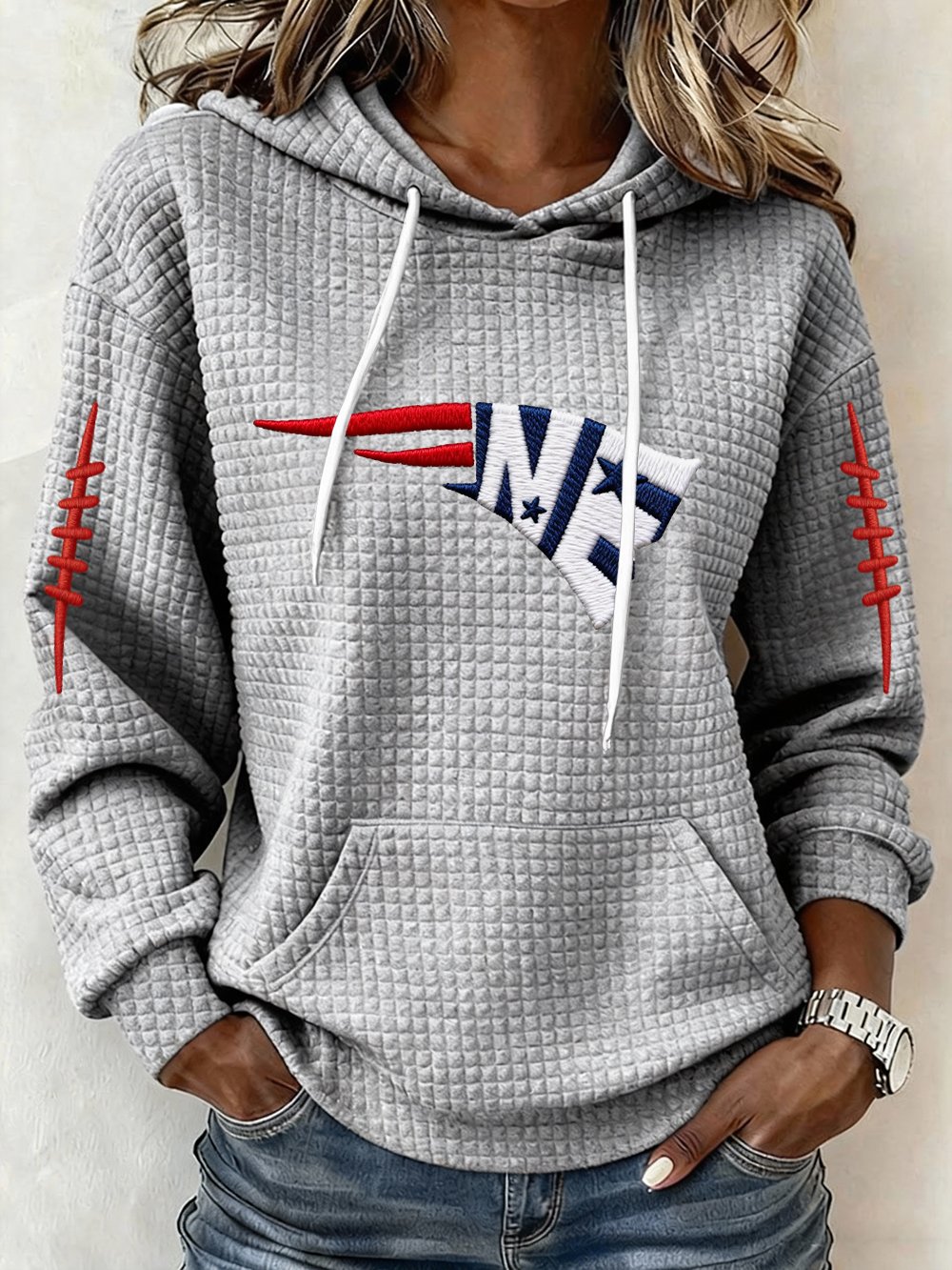 Women’s Football Graphic Waffle Knit Hoodie