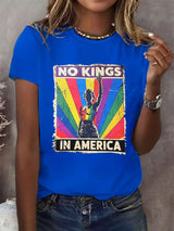 🔥Buy 3 Get 15% Off🔥No Kings In America Print  T-shirt