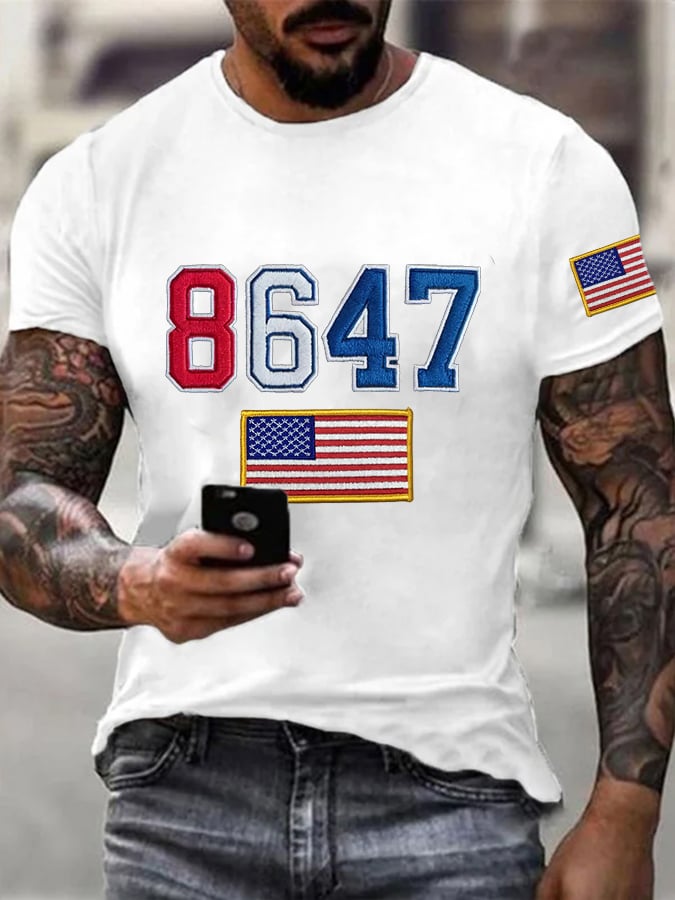 🔥Buy 3 Get 15% Off🔥Men's Retro8647 Flag Print Casual T-Shirt