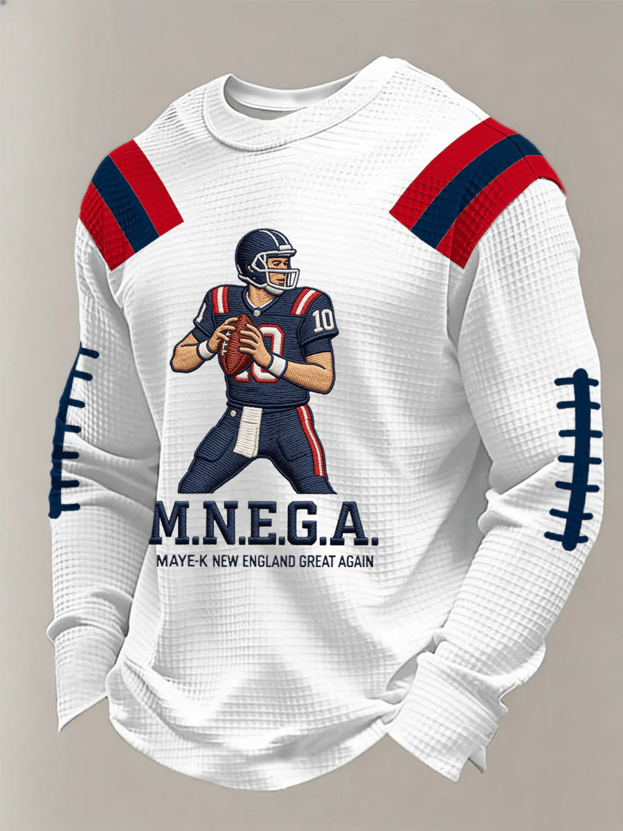 Men's Retro Football Print Casual Long-Sleeved Top