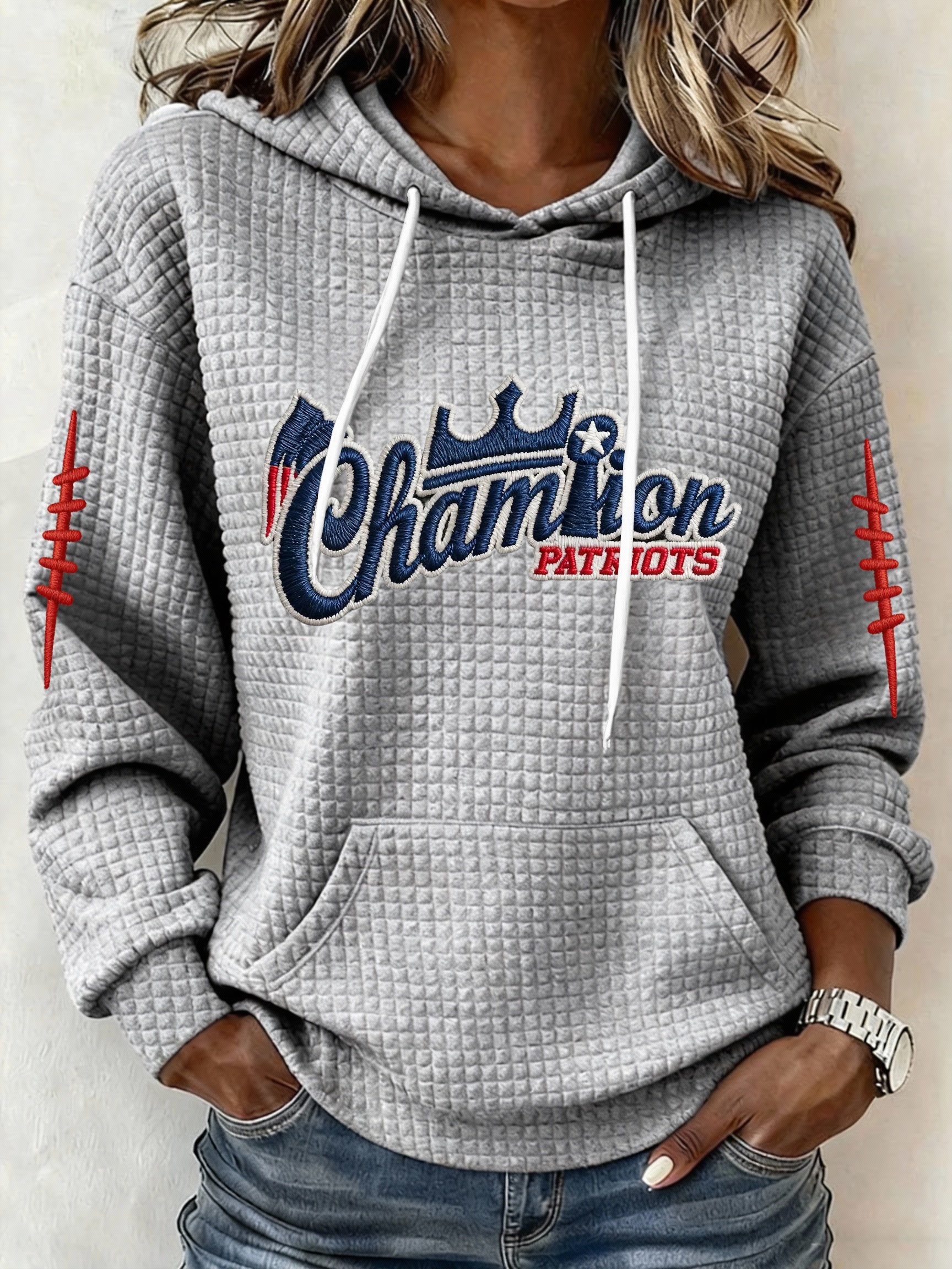 Women’s Football Graphic Waffle Knit Hoodie