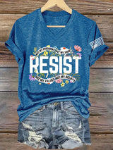 V Neck Retro Resist Not My President, Not My Voice, Not My Values, Not My Beliefs Print T-Shirt