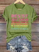 🔥Buy 3 Get 15% Off🔥Retro Resist Get Loud Spread Truth Remain Engaged Practice Kindness Boycott Billionaires Protect The Vulnerable Print T-Shirt