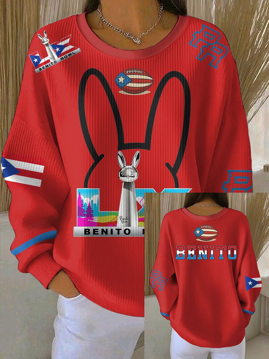 Women's Puerto Rico Print Casual Sweatshirt