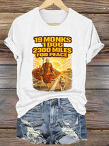 Retro Walk For Peace 19 Monks 1 Dog 2300 Miles For Peace Print T-Shirt